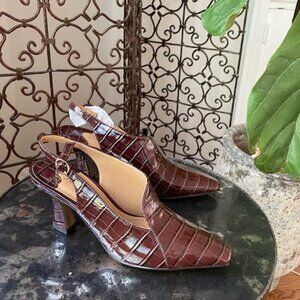 J Renee NEVER WORN croc sling backs